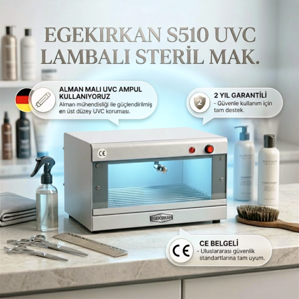 Egekırkan UVC Lamba Sterilizasyon Makinesi Cihazı Kuaför Berber Sterilize Makinesi Uv Sterilizatör
