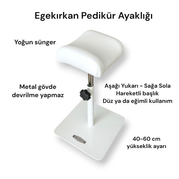 Kuaför Pedikür Ayaklığı Hareketli Başlıklı Pedikür Standı Ayağı Beyaz